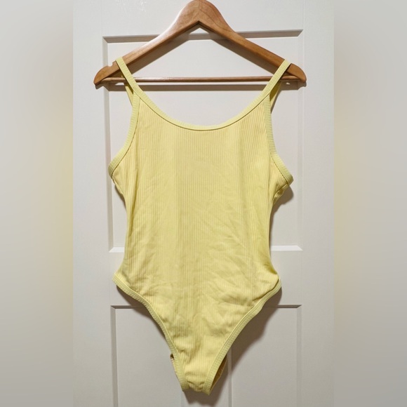 Madewell Yellow Ribbed One Piece Swimsuit - Picture 1 of 7